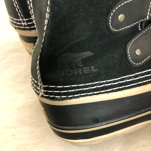 Sorel Joan Of Arctic Black Quarry Lace Up Moto Boots - Picture 15 of 15